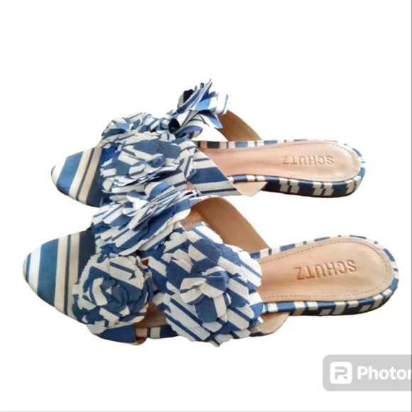 Schutz Ilaria Floral Denim Blue Strappy‎ Sandal Leather Size 7 Made in Brazil - Picture 5 of 8